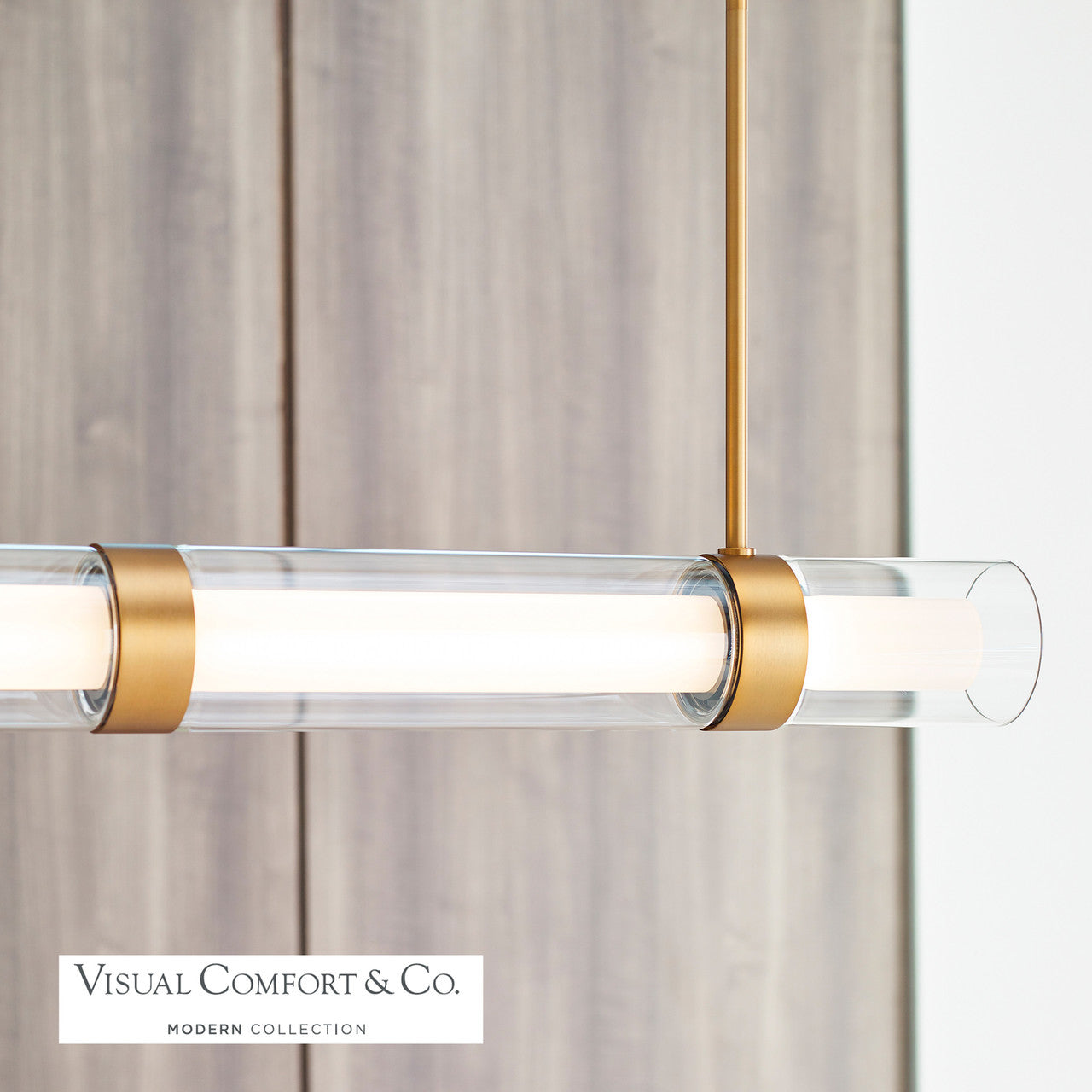 Visual Comfort Modern Wit Linear Chandelier Brass, Aged Brass