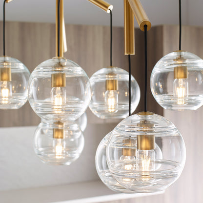 Visual Comfort Modern Sedona Double Chandelier Nickel, Satin Nickel