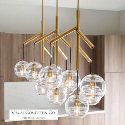 Visual Comfort Modern Sedona Triple Chandelier Nickel, Satin Nickel