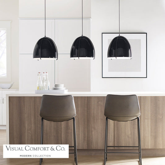 Visual Comfort Modern Paravo Pendant Gloss Black, Matte Black