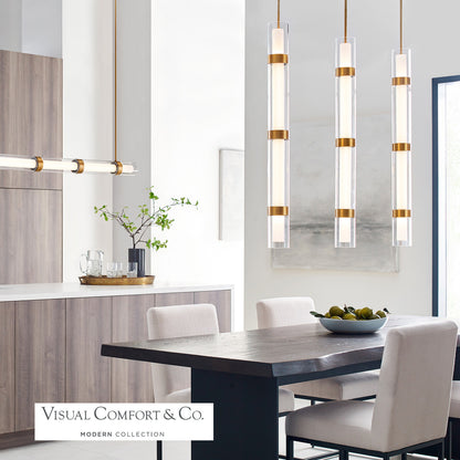 Visual Comfort Modern Wit Linear Chandelier Brass, Aged Brass