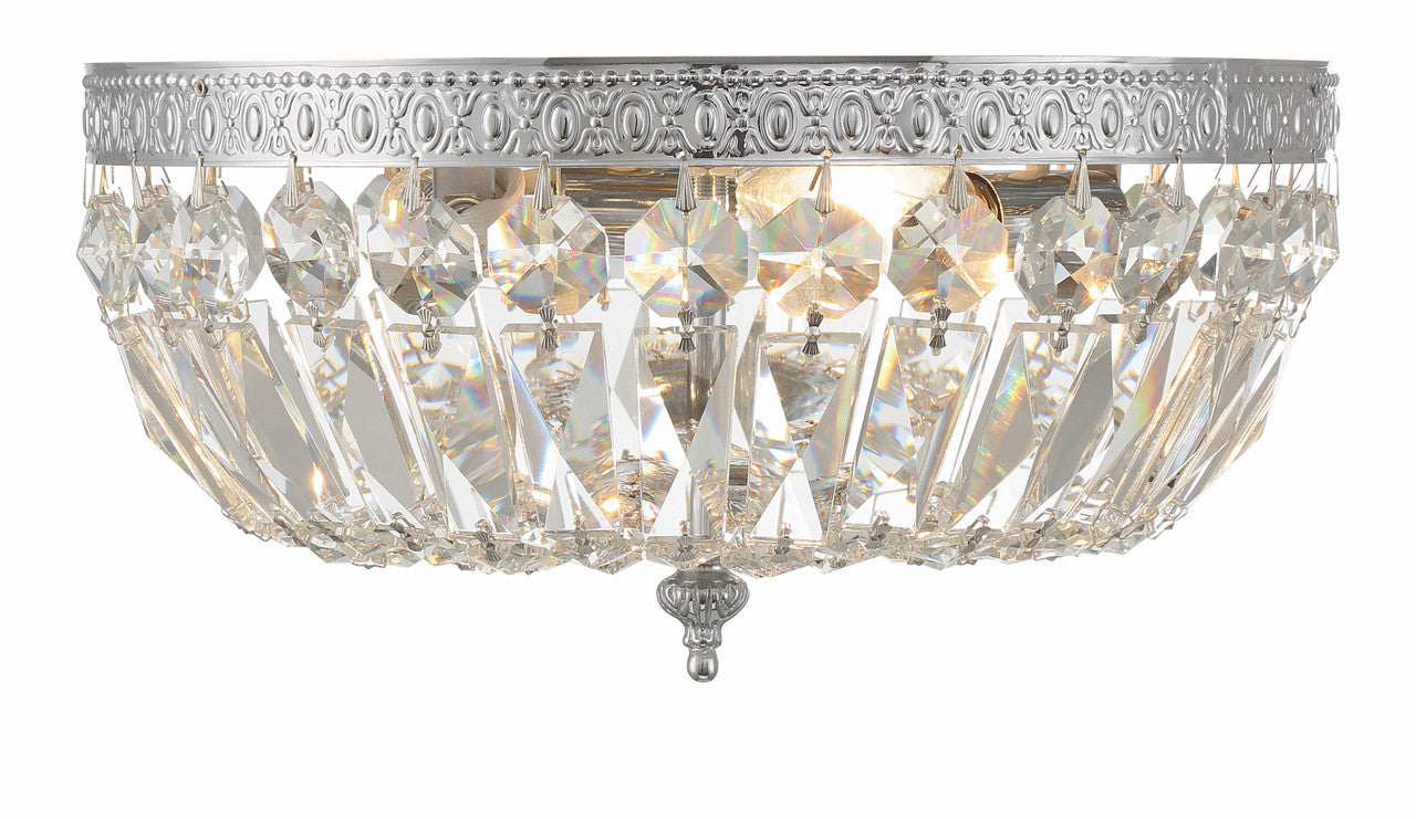 Ceiling Mount 3 Light Flush Mount - Polished Chrome, Hand Cut Crystal 6.5"H, Crystorama (712-CH-CL-MWP 20GV1)
