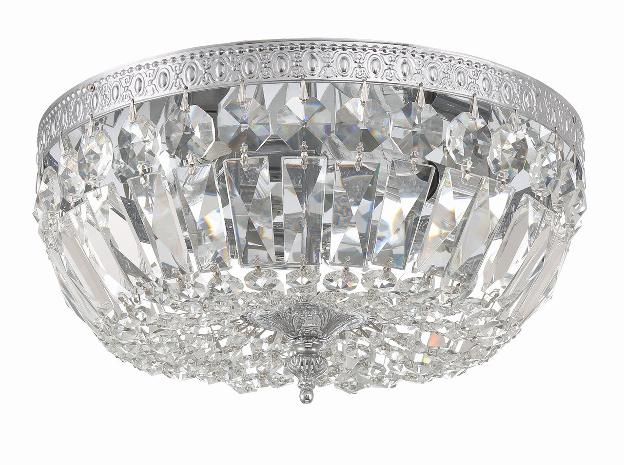 Ceiling Mount 3 Light Flush Mount - Polished Chrome, Swarovski Spectra Crystal 6.5"H, Crystorama (712-CH-CL-SAQ 20GV2)