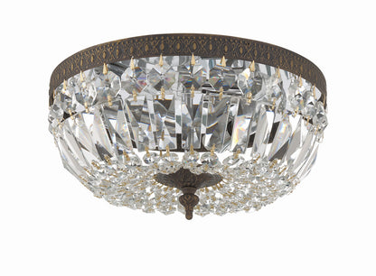 Ceiling Mount 3 Light Flush Mount - English Bronze, Clear Italian 6.5"H, Crystorama (712-EB-CL-I 2GWZR)