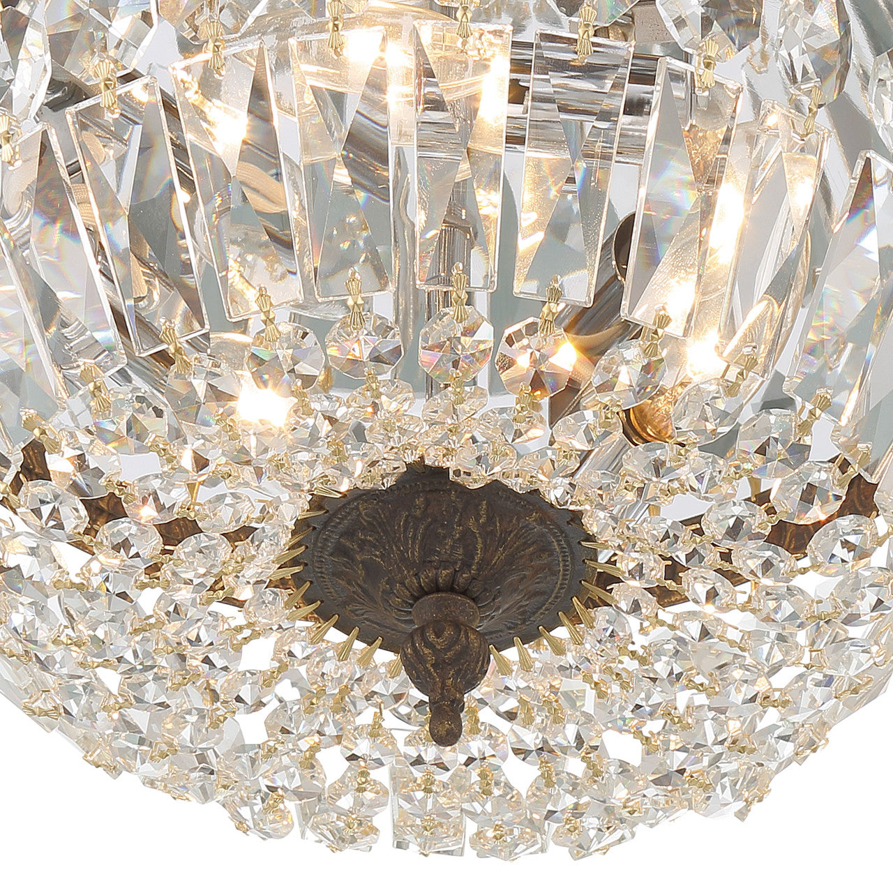 Ceiling Mount 3 Light Flush Mount - English Bronze, Clear Italian 6.5"H, Crystorama (712-EB-CL-I 2GWZR)
