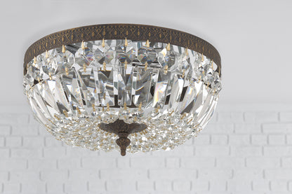 Ceiling Mount 3 Light Flush Mount - English Bronze, Clear Italian 6.5"H, Crystorama (712-EB-CL-I 2GWZR)