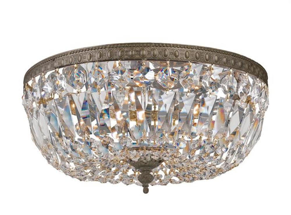 Ceiling Mount 3 Light Flush Mount - English Bronze, Clear Italian 6.5"H, Crystorama (712-EB-CL-I 2GWZR)