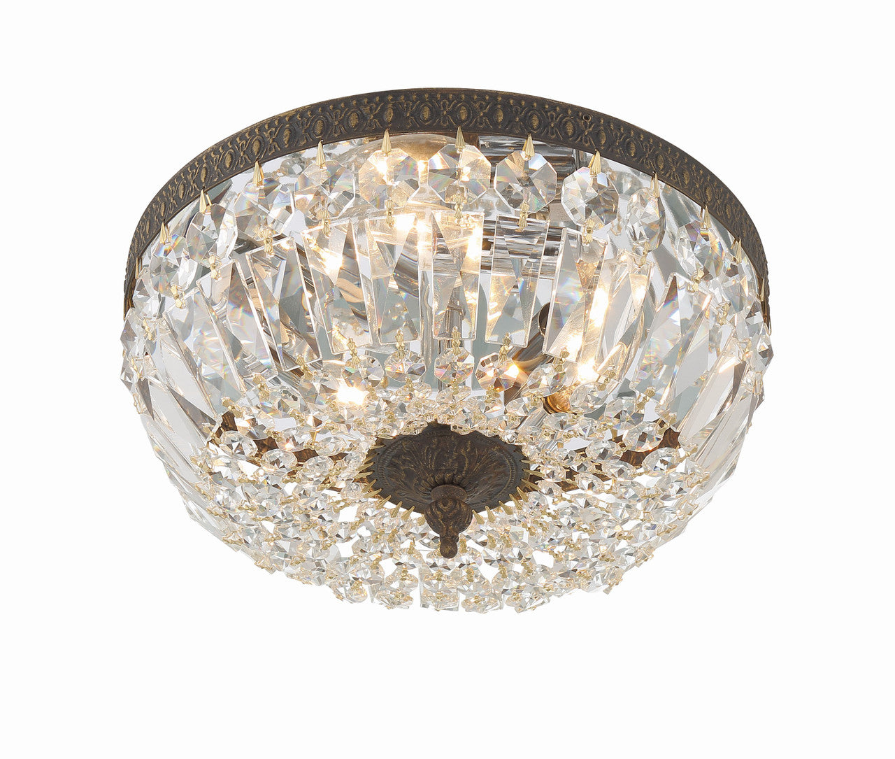Ceiling Mount 3 Light Flush Mount - English Bronze, Hand Cut Crystal 6.5"H, Crystorama (712-EB-CL-MWP 26N2Z)
