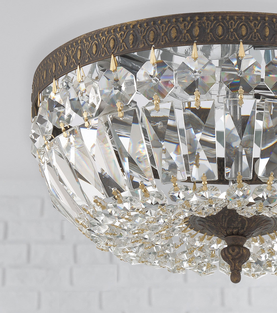 Ceiling Mount 3 Light Flush Mount - English Bronze, Hand Cut Crystal 6.5"H, Crystorama (712-EB-CL-MWP 26N2Z)