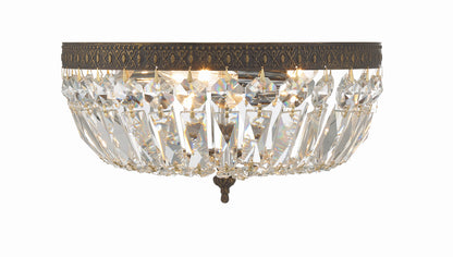 Ceiling Mount 3 Light Flush Mount - English Bronze, Swarovski Spectra Crystal 6.5"H, Crystorama (712-EB-CL-SAQ 26N3Z)