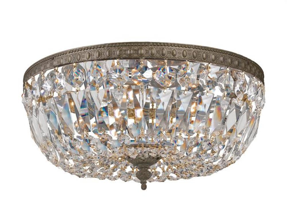 Ceiling Mount 3 Light Flush Mount - English Bronze, Swarovski Spectra Crystal 6.5"H, Crystorama (712-EB-CL-SAQ 26N3Z)