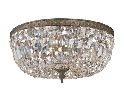 Ceiling Mount 3 Light Flush Mount - English Bronze, Swarovski Spectra Crystal 6.5"H, Crystorama (712-EB-CL-SAQ 26N3Z)