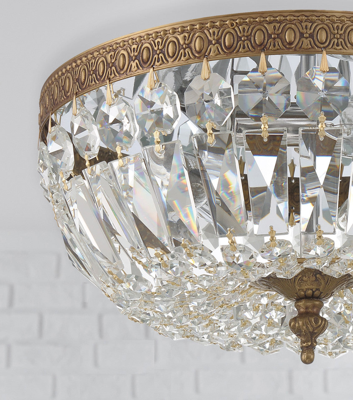 Ceiling Mount 3 Light Flush Mount - Olde Brass, Clear Italian 6.5"H, Crystorama (712-OB-CL-I 2GWZT)