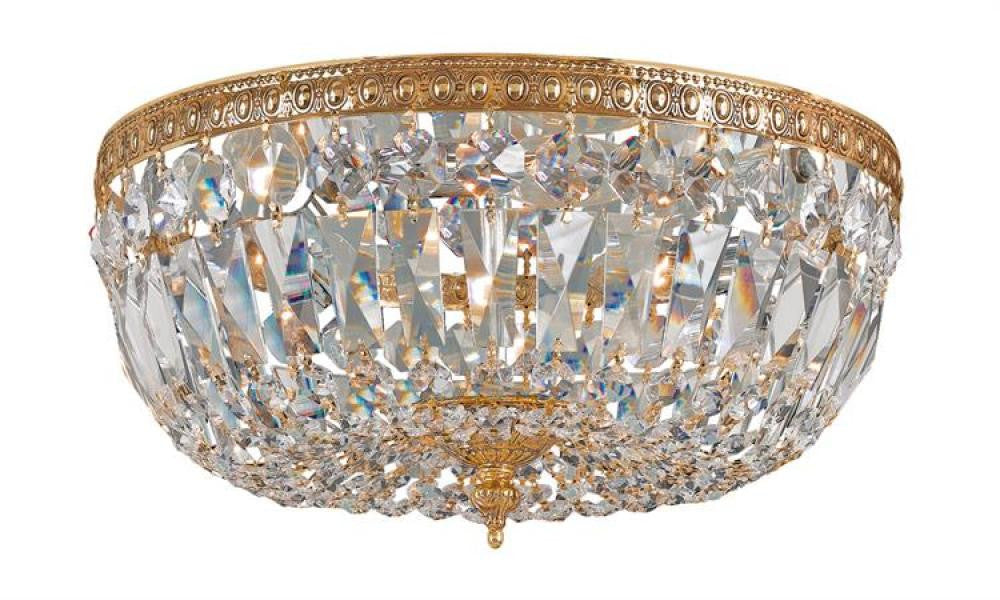 Ceiling Mount 3 Light Flush Mount - Olde Brass, Clear Italian 6.5"H, Crystorama (712-OB-CL-I 2GWZT)