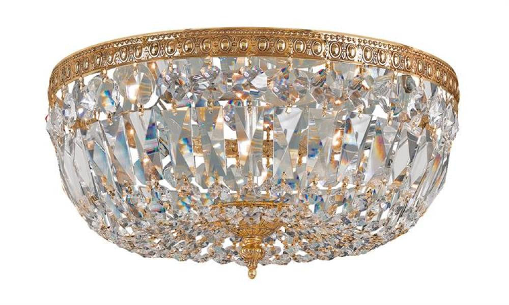 Crystorama Ceiling Mount 3 Light Flush Mount Olde Brass