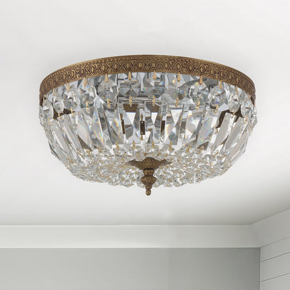 Ceiling Mount 3 Light Flush Mount - Olde Brass, Swarovski Spectra Crystal 6.5"H, Crystorama (20GUZ 712-OB-CL-SAQ)