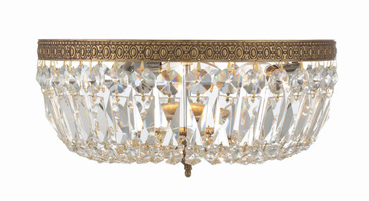 Crystorama Ceiling Mount 3 Light Flush Mount Olde Brass