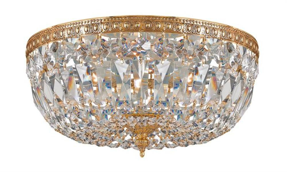 Crystorama Ceiling Mount 3 Light Flush Mount Olde Brass