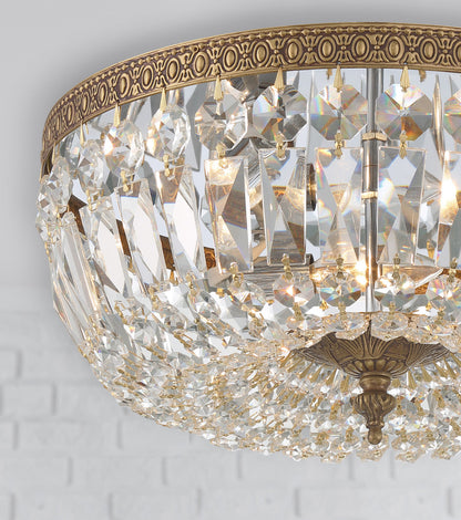 Ceiling Mount 3 Light Flush Mount - Olde Brass, Swarovski Spectra Crystal, Crystorama (714-OB-CL-SAQ 20GV5)