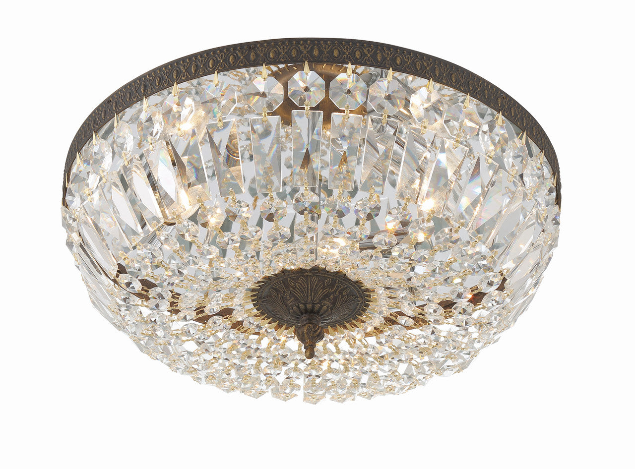 Ceiling Mount 3 Light Flush Mount - English Bronze, Hand Cut Crystal, Crystorama (716-EB-CL-MWP 2GVZD)