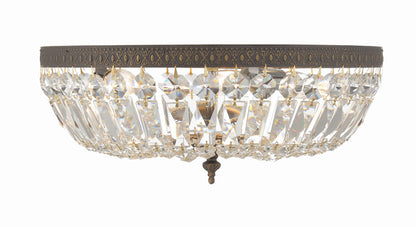 Ceiling Mount 3 Light Flush Mount - English Bronze, Hand Cut Crystal, Crystorama (716-EB-CL-MWP 2GVZD)