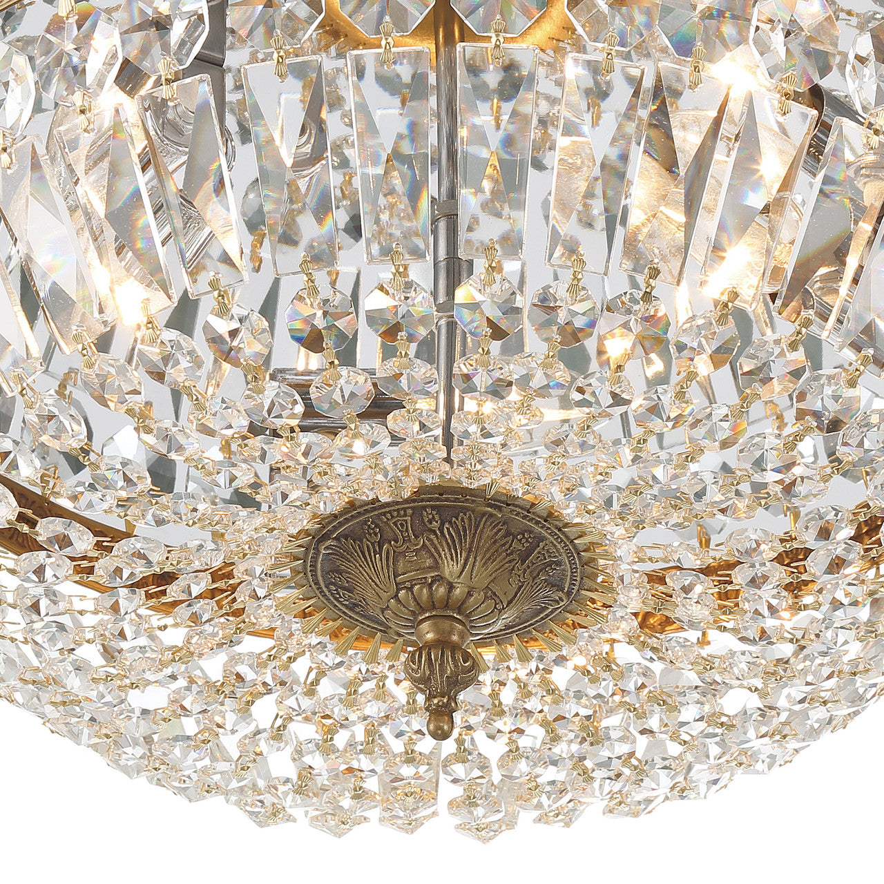 Crystorama Ceiling Mount 3 Light Flush Mount Olde Brass