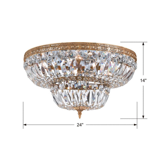 Crystorama 6 Light Clear Hand Cut Brass Ceiling Mount