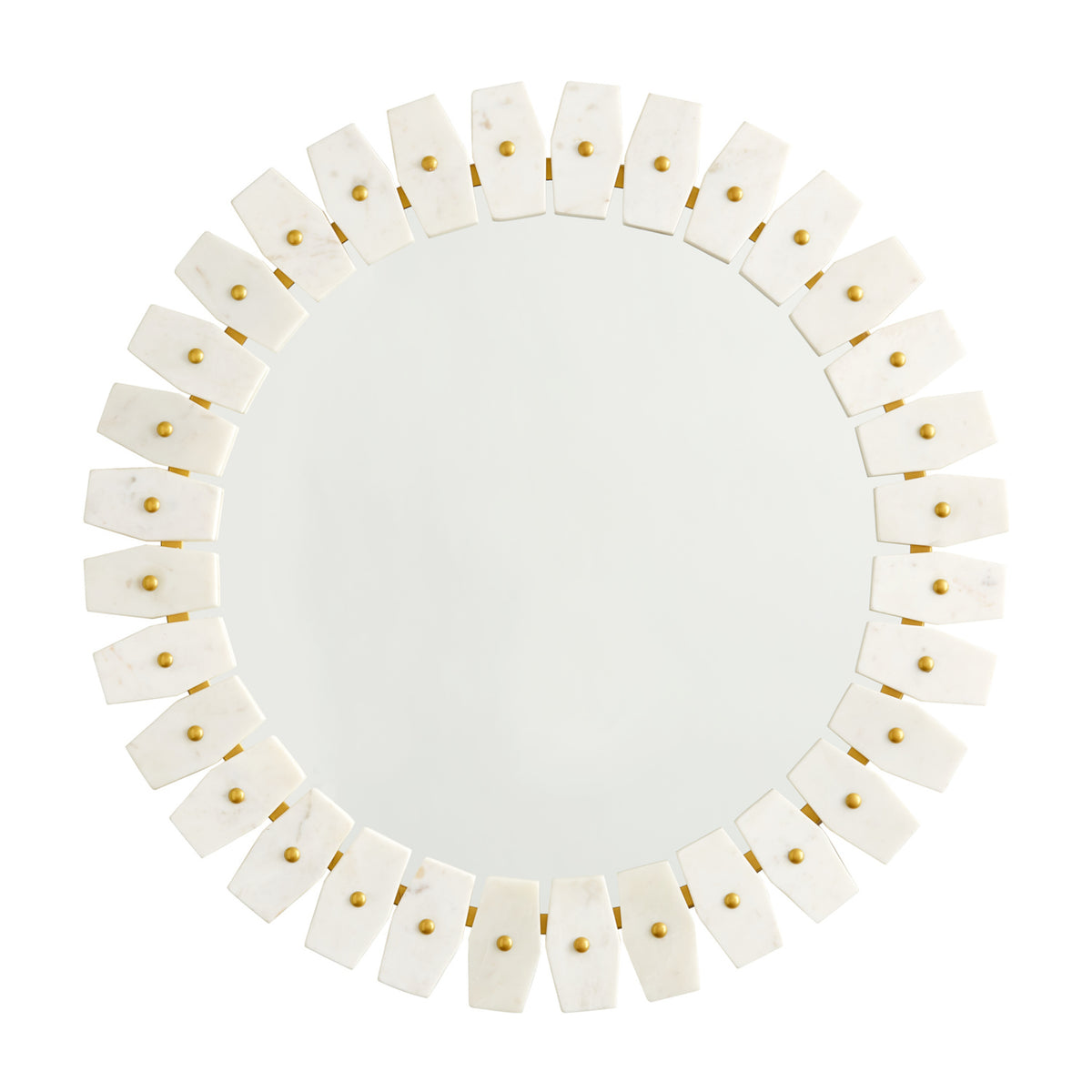 Capital 28.5"W x 28.5"H Mirror in Marble and Brass