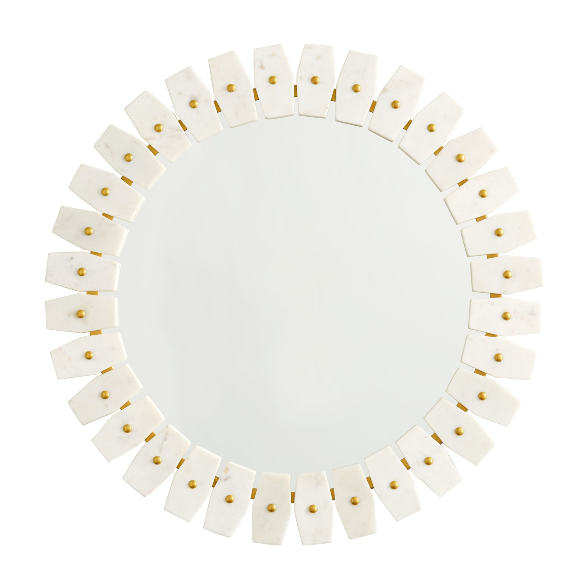 Capital 28.5"W x 28.5"H Mirror in Marble and Brass