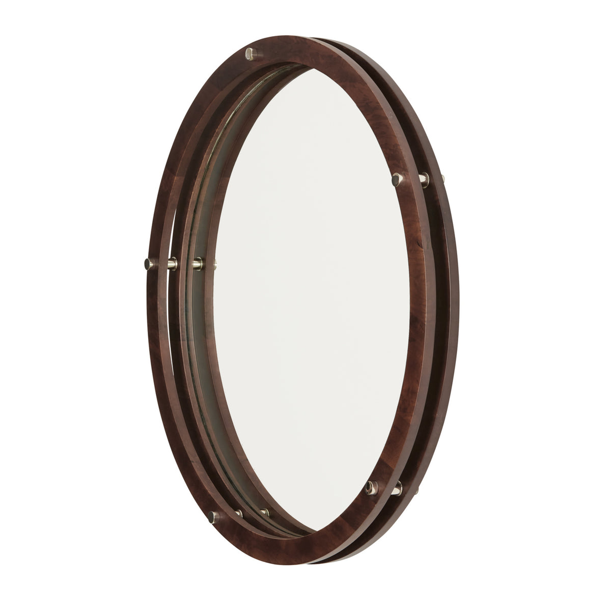 Capital 29.75"W x 29.75"H Mirror in Dark Wood and Polished Nickel