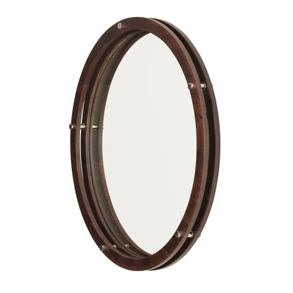 Capital 29.75"W x 29.75"H Mirror in Dark Wood and Polished Nickel