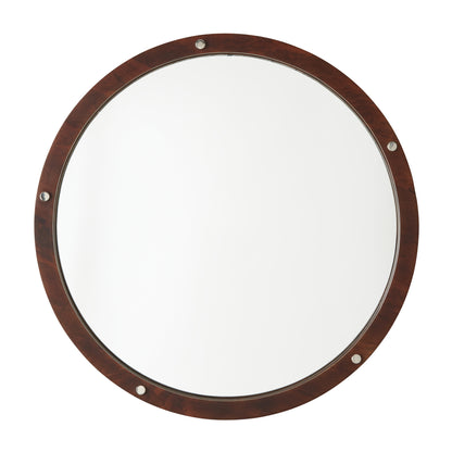 Capital 29.75"W x 29.75"H Mirror in Dark Wood and Polished Nickel