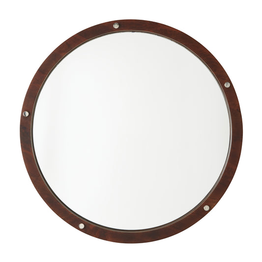 Capital 29.75"W x 29.75"H Mirror in Dark Wood and Polished Nickel