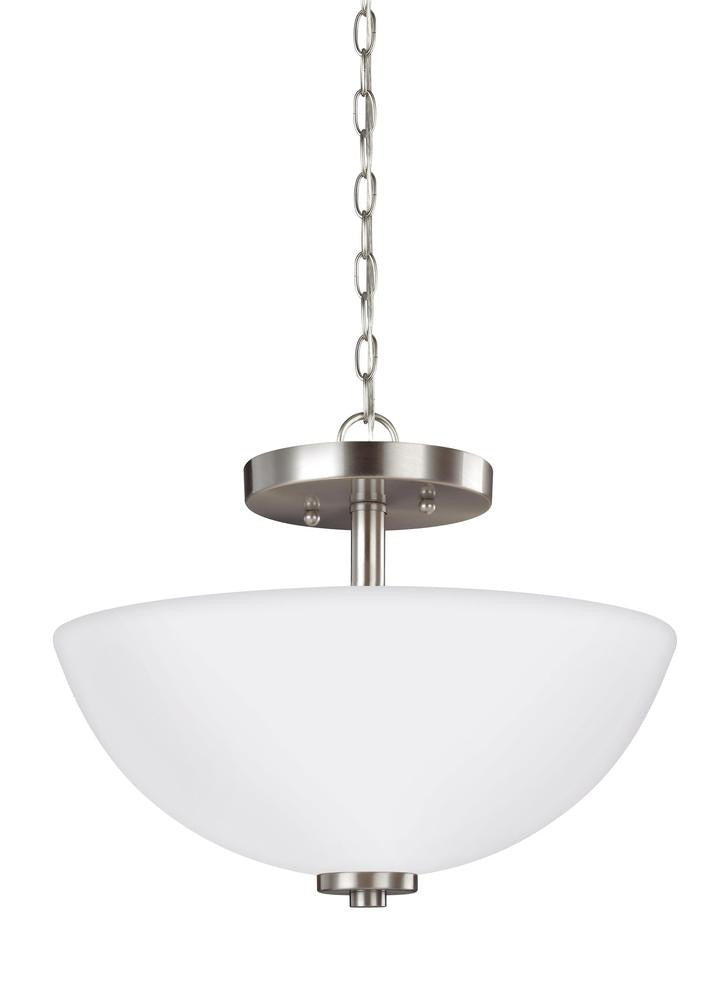 Generation Lighting Oslo Two Light Semi-Flush Convertible Pendant Brushed Nickel