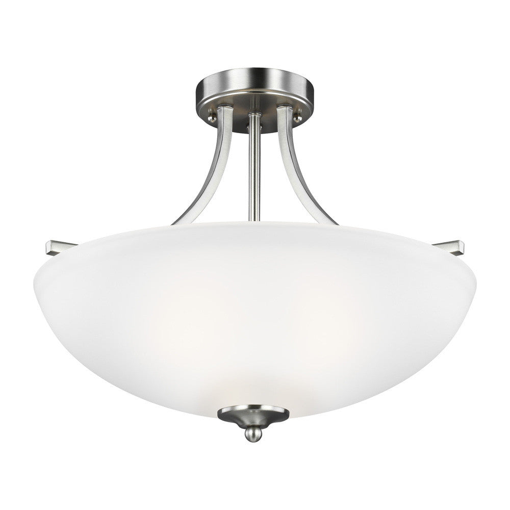 Generation Lighting Geary Medium Three Light Semi-Flush Convertible  Brushed Nickel