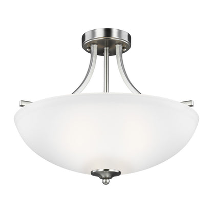Generation Lighting Geary Medium Three Light Semi-Flush Convertible  Brushed Nickel