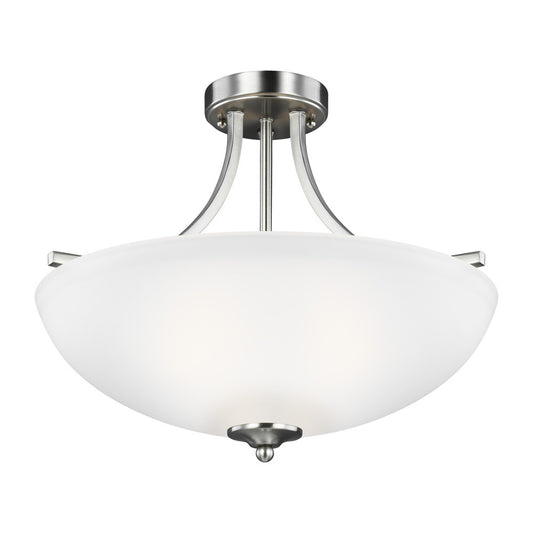 Generation Lighting Geary Medium Three Light Semi-Flush Convertible  Brushed Nickel