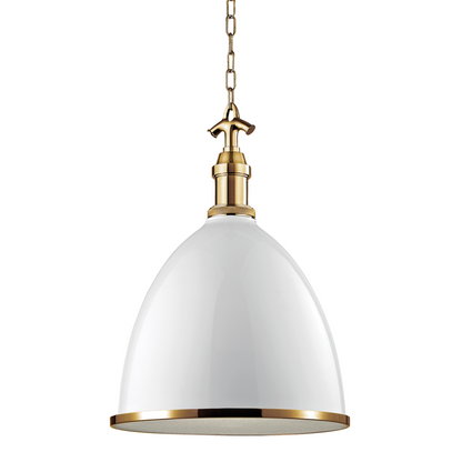 Hudson Valley Viceroy Pendant White, Aged Brass