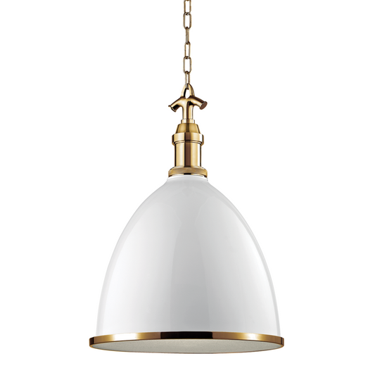 Hudson Valley Viceroy Pendant White, Aged Brass