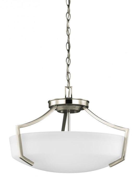 Generation Lighting Hanford Three Light Ceiling Convertible Pendant Brushed Nickel