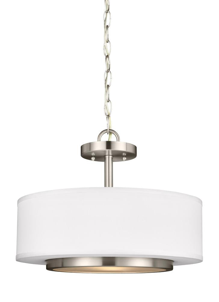 Generation Lighting Nance Two Light Semi-Flush Convertible Pendant Brushed Nickel
