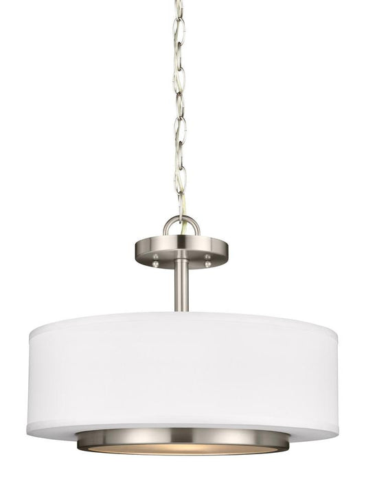 Generation Lighting Nance Two Light Semi-Flush Convertible Pendant Brushed Nickel