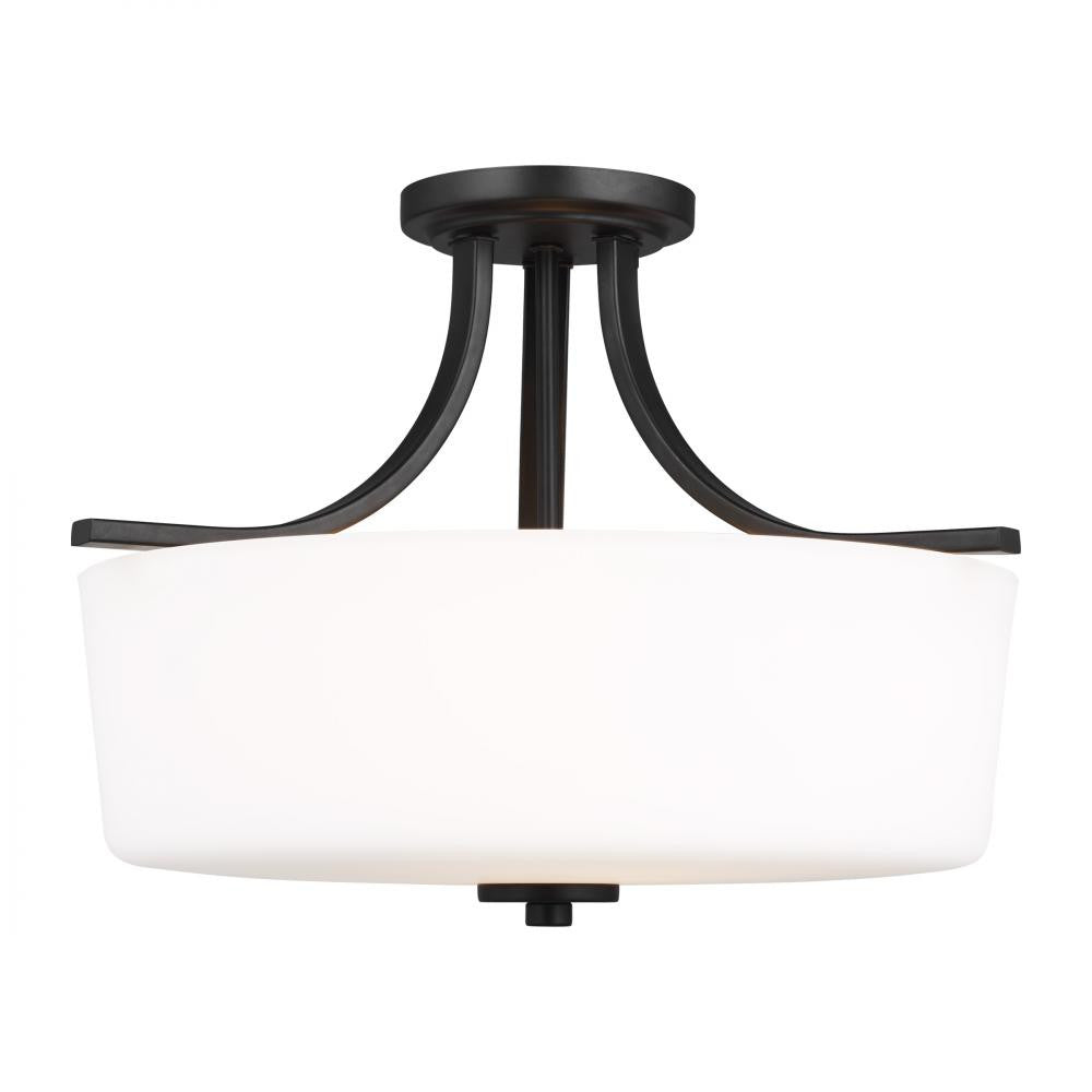 Generation Lighting Kemal Three Light Semi-Flush Mount Midnight Black