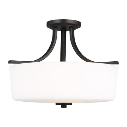 Generation Lighting Kemal Three Light Semi-Flush Mount Midnight Black