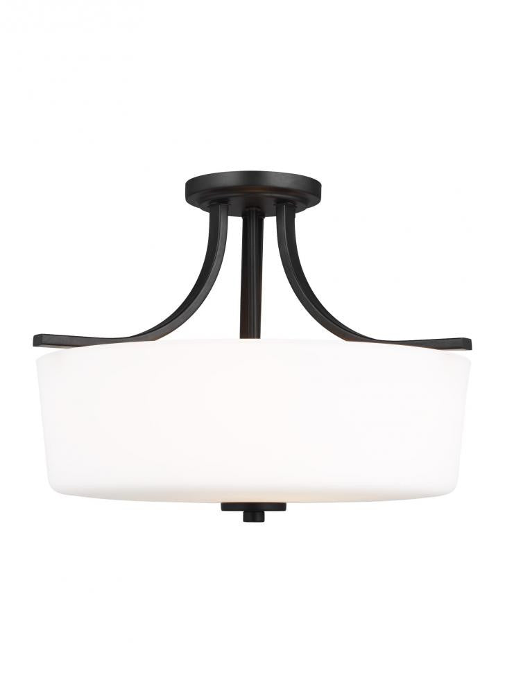 Generation Lighting Kemal Three Light Semi-Flush Mount Midnight Black