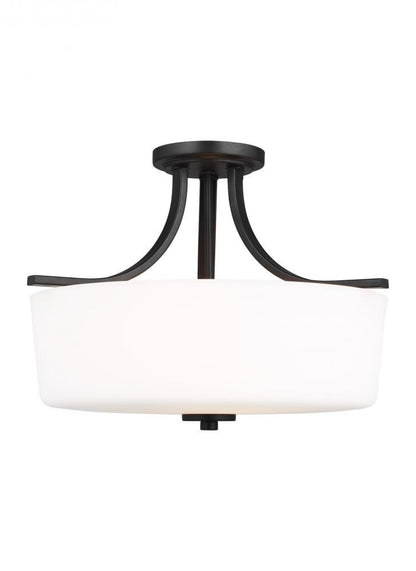 Generation Lighting Kemal Three Light Semi-Flush Mount Midnight Black