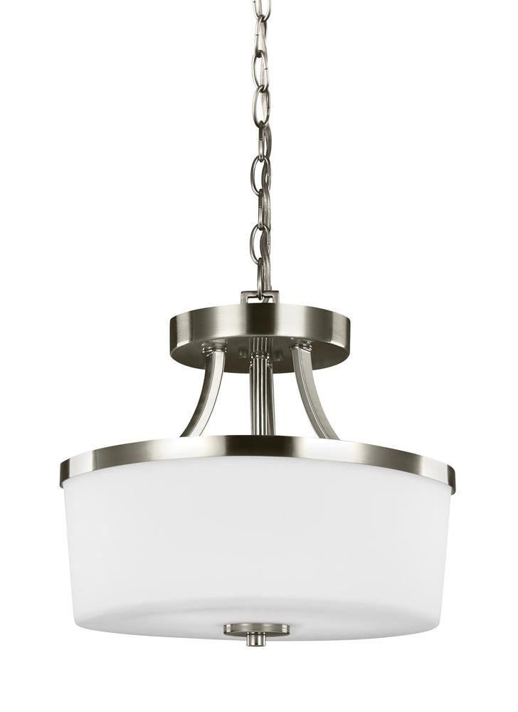 Generation Lighting Hettinger Two Light Semi-Flush Convertible Penda Brushed Nickel