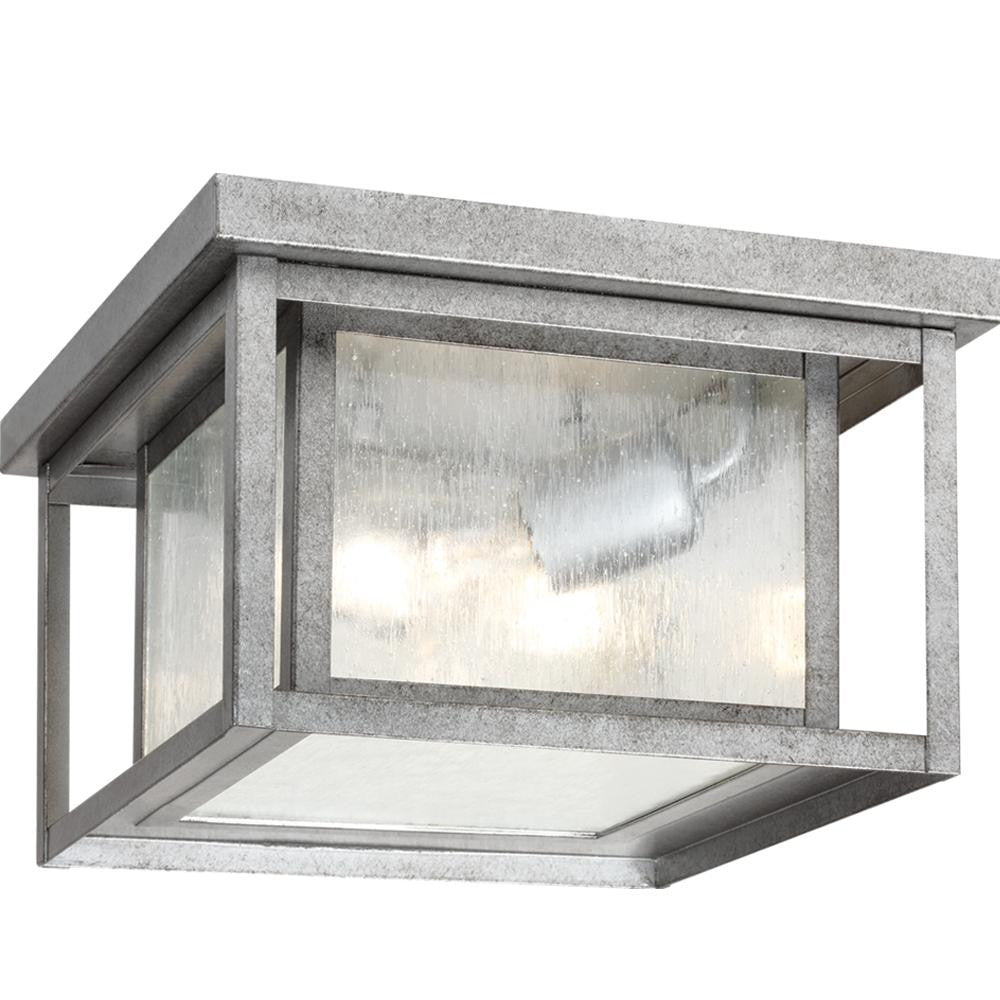 Generation Lighting Hunnington Two Light Outdoor Ceiling Flush Mount Weathered Pewter