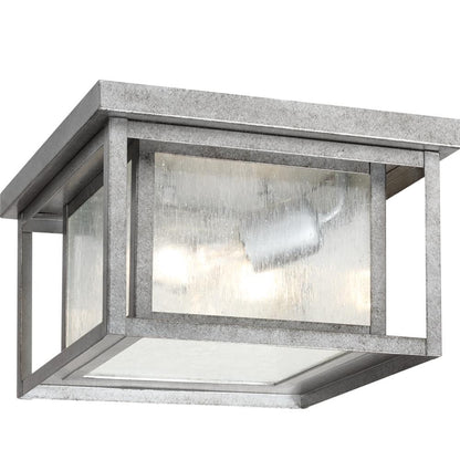 Generation Lighting Hunnington Two Light Outdoor Ceiling Flush Mount Weathered Pewter