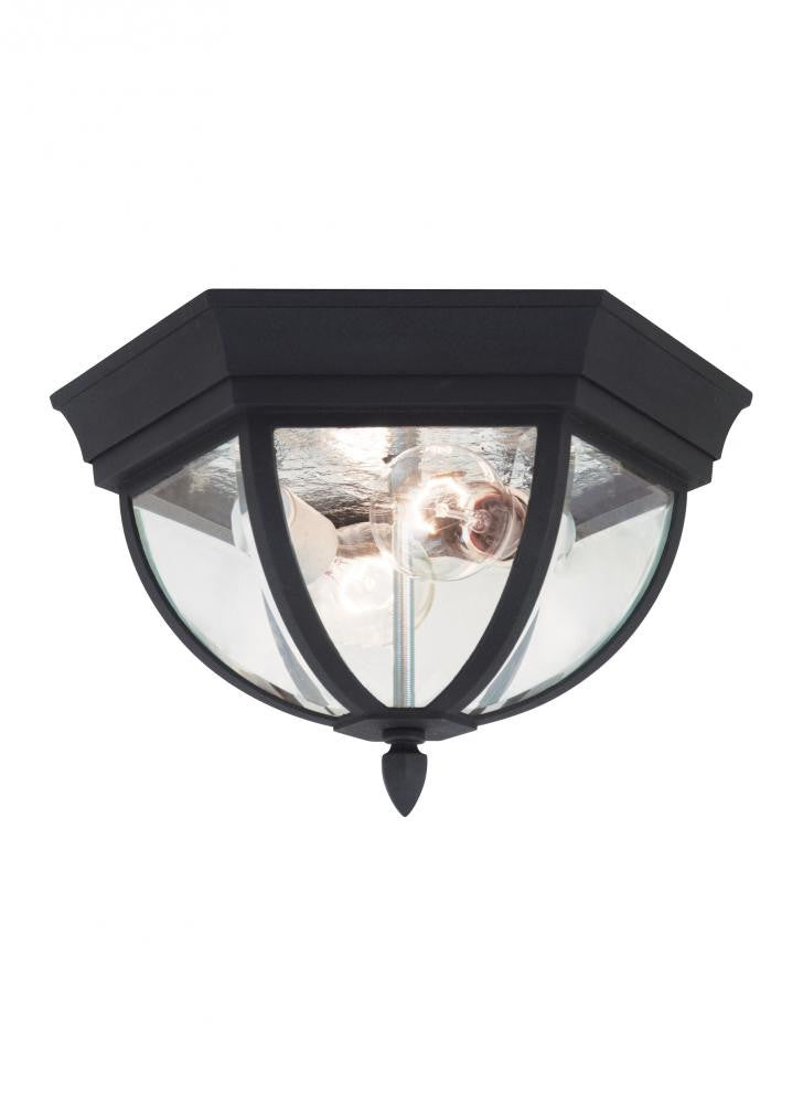 Generation Lighting Wynfield Two Light Outdoor Ceiling Flush Mount Black